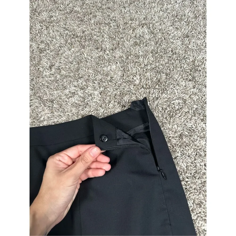 Lafayette New York 148 Virgin Wool Pencil Knee Length Black Skirt 14 Office